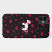 Schattigee eenhoorn zwart roze hartjes Case-Mate iPhone case (Achterkant (horizontaal))