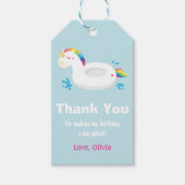 Schattigee Eenhoorn Zwembad Float Party Dank u Cad Cadeaulabel (Voorkant)