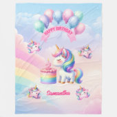 Schattigee Eenhoorndeken Roze Paarse 2e Verjaardag Fleece Deken (Voorkant)