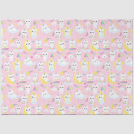 Schattigee eenhoornkatten lichtroze motieven tissuepapier
