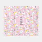 Schattigee eenhoornkatten lichtroze patroon fleece deken (Voorkant (Horizontaal))