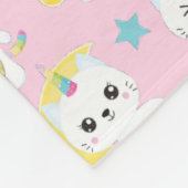 Schattigee eenhoornkatten lichtroze patroon fleece deken (Hoek)