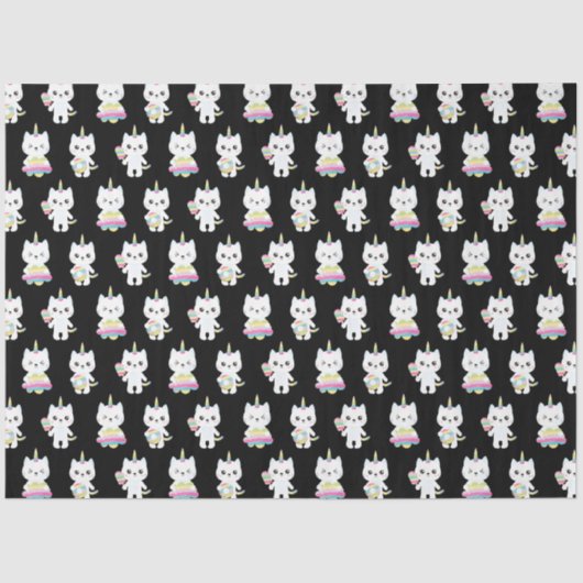 Schattigee eenhoornkatten zwarte patronen tissuepapier (Voorkant)