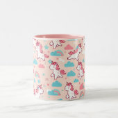 Schattigee eenhoornpatronen tweekleurige koffiemok (Center)