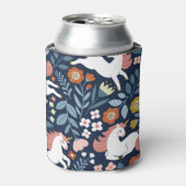 Schattigee Eenhoorns Bloemen  Patroon Blikjeskoeler (Blikje Voorkant)