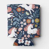 Schattigee Eenhoorns Bloemen Patroon Blikjeskoeler (Achterkant)