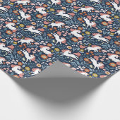 Schattigee Eenhoorns Bloemen  Patroon Cadeaupapier (Hoek)
