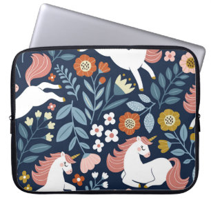 Schattigee Eenhoorns Bloemen  Patroon Laptop Sleeve