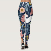 Schattigee Eenhoorns Bloemen  Patroon Leggings (Achterkant)