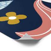 Schattigee Eenhoorns Bloemen  Patroon Poster (Hoek)