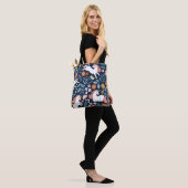 Schattigee Eenhoorns Bloemen Patroon Tote Bag (Op model)