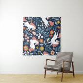 Schattigee Eenhoorns Bloemen  Patroon Wandkleed (In Situ (horizontaal))