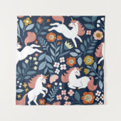 Schattigee Eenhoorns Bloemen  Patroon Wandkleed (Voorkant)