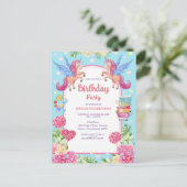 Schattigee Eenhoorns Bloemen Waterverf Verjaardag  Briefkaart (Staand voorkant)