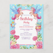 Schattigee Eenhoorns Bloemen Waterverf Verjaardag  Briefkaart (Voorkant)