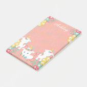 Schattigee eenhoorns en bloemen gepersonaliseerd post-it® notes (Schuin)