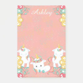 Schattigee eenhoorns en bloemen gepersonaliseerd post-it® notes