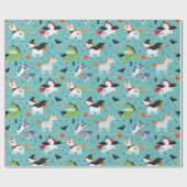 Schattigee Eenhoorns in Halloween Kostuums Cadeaupapier (Vlak)