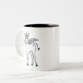 Schattigee eenhoorntekening tweekleurige koffiemok (Voorkant links)
