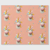 Schattigee eenhoornwol vilt meisjes verjaardagsfee cadeaupapier (Vlak)