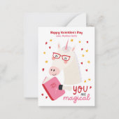 Schattigee Eenhorn Classroom Kind Valentijnsdag Ka Notitiekaartje (Voorkant)