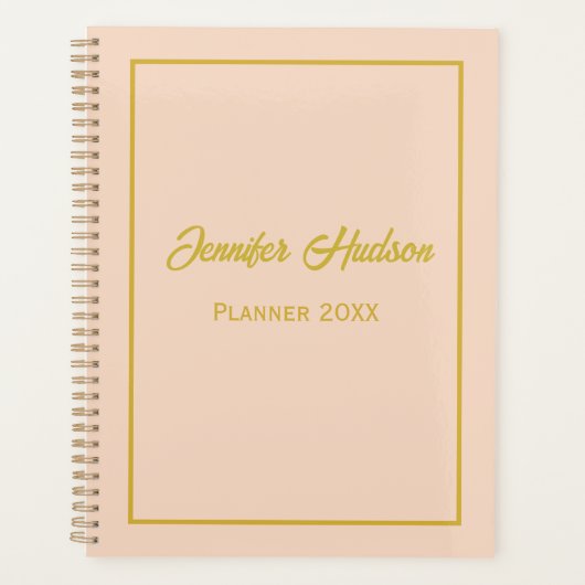 Schattigee Eenvoudige Aangepaste Girly Light Peach Planner (Voorkant)