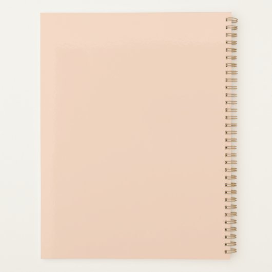 Schattigee Eenvoudige Aangepaste Girly Light Peach Planner (Achterkant)