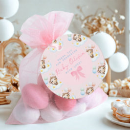 Schattigee Eenvoudige Baby Apenballonnen Roze Beda Bedankjes Labels