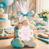 Schattigee Eenvoudige Baby Apenballonnen Roze Beda Ronde Sticker