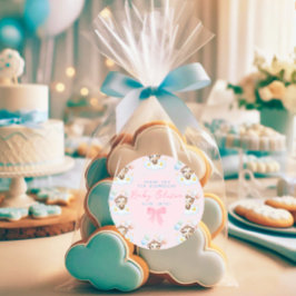 Schattigee Eenvoudige Baby Apenballonnen Roze Beda Ronde Sticker