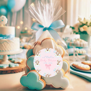 Schattigee Eenvoudige Baby Apenballonnen Roze Beda Ronde Sticker