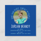 Schattigee Eenvoudige Blauwe Speeldatum Vrienden K Vierkante Visitekaartje (Achterkant)