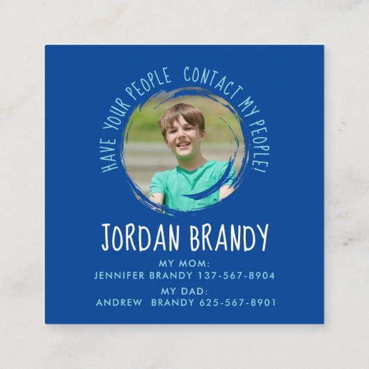 Schattigee Eenvoudige Blauwe Speeldatum Vrienden K Vierkante Visitekaartje (Achterkant)