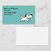 Schattigee Eenvoudige Blauwgroen Dog Walker Visite Visitekaartje (Voorkant / Achterkant)