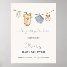 Schattigee Eenvoudige Boho Clothesline Baby shower Poster