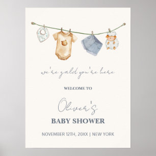 Schattigee Eenvoudige Boho Clothesline Baby shower Poster