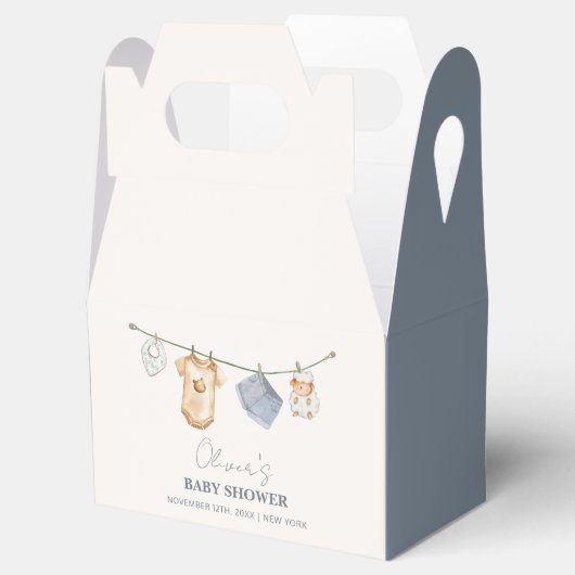 Schattigee eenvoudige Boho waslijn Baby shower Bedankdoosjes (Geopend)