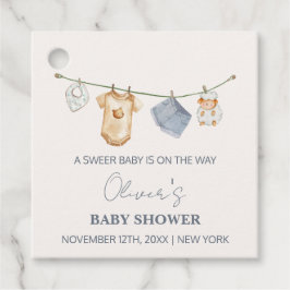 Schattigee eenvoudige Boho waslijn Baby shower Bedankjes Labels