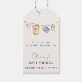 Schattigee eenvoudige Boho waslijn Baby shower Cadeaulabel