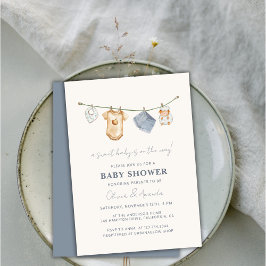 Schattigee eenvoudige Boho waslijn Baby shower Kaart