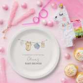Schattigee eenvoudige Boho waslijn Baby shower Papieren Bordje (Feest)