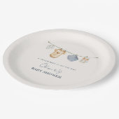 Schattigee eenvoudige Boho waslijn Baby shower Papieren Bordje (Gekanteld)