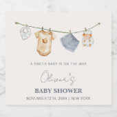Schattigee eenvoudige Boho waslijn Baby shower Sparkling Wijnetiket (Enkel label)