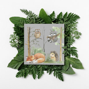 Schattigee eenvoudige bosdieren Uitnodiging