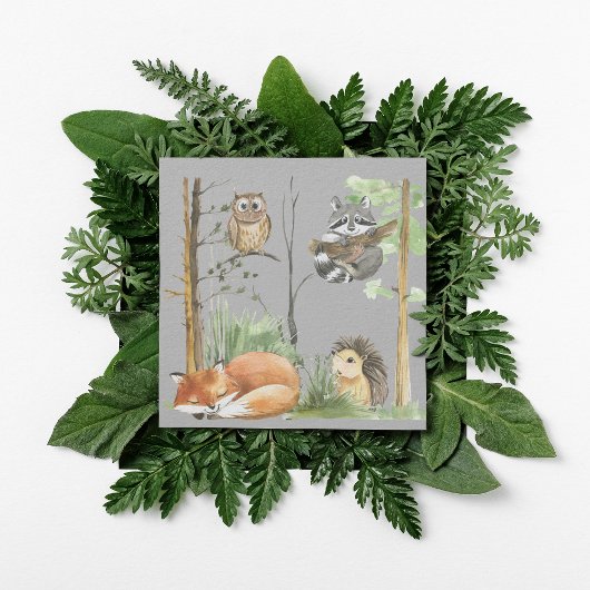 Schattigee eenvoudige bosdieren Uitnodiging