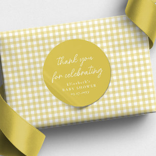 Schattigee eenvoudige boter geel baby shower dank ronde sticker