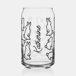 Schattigee Eenvoudige Bunny Outline Ontwerp Drinkw Blikvorm Glas