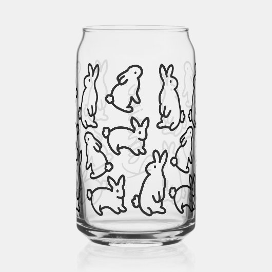 Schattigee Eenvoudige Bunny Outline Ontwerp Drinkw Blikvorm Glas (Achterkant)