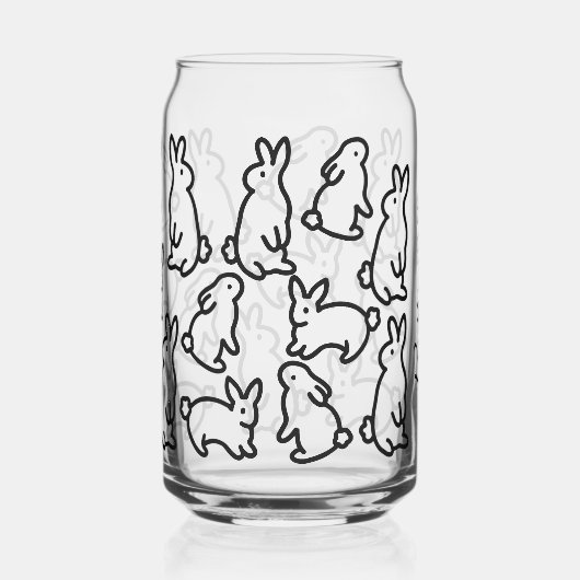 Schattigee Eenvoudige Bunny Outline Ontwerp Drinkw Blikvorm Glas (Rechts)