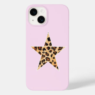Schattigee Eenvoudige Cheetah Print Star Roze iPho Case-Mate iPhone 14 Hoesje